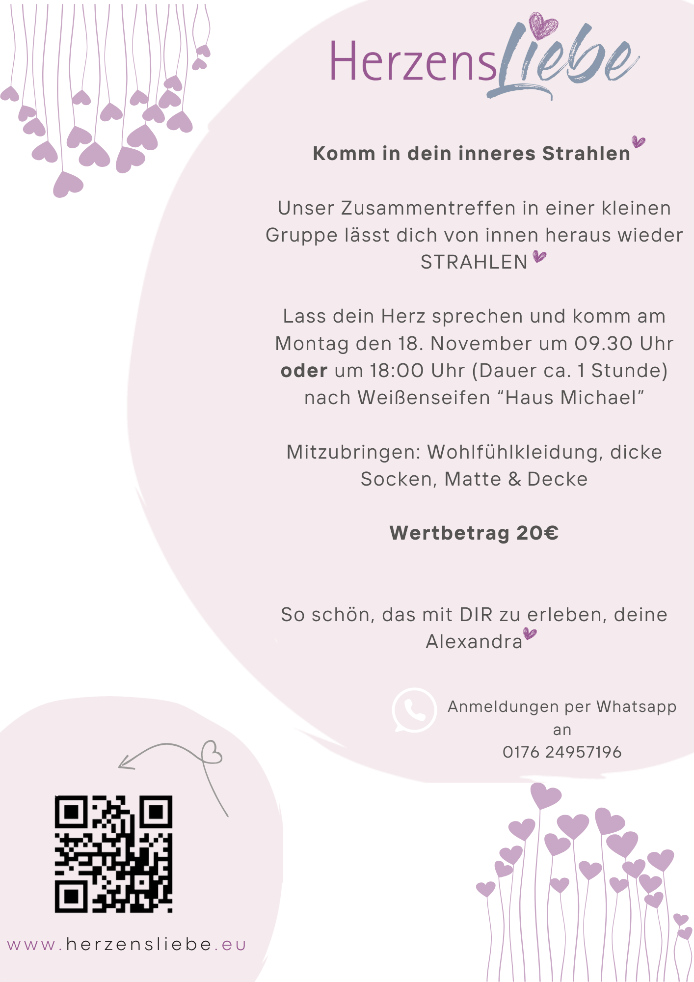 HerzensLiebe - Flyer für Vitori Kristallmatte